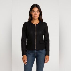 Calvin Klein Minimalist Black Blazer Zip Front Size 10 | Workwear Classic